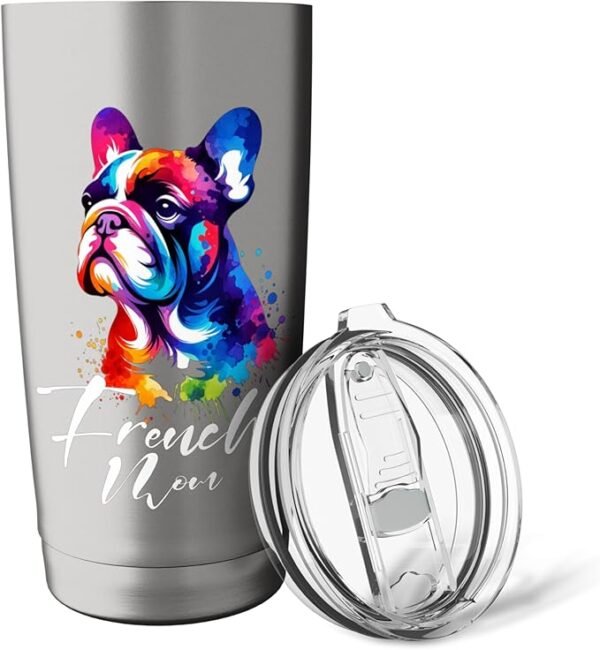 ⁦Colorful French Bulldog Mom Dog Art in Watercolor Style Stainless Steel Insulated Tumbler⁩ – תמונה ⁦2⁩