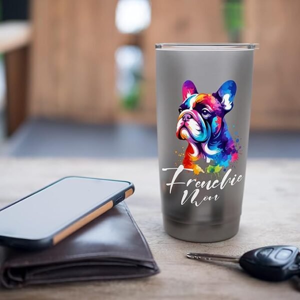 Colorful French Bulldog Mom Dog Art in Watercolor Style Stainless Steel Insulated Tumbler