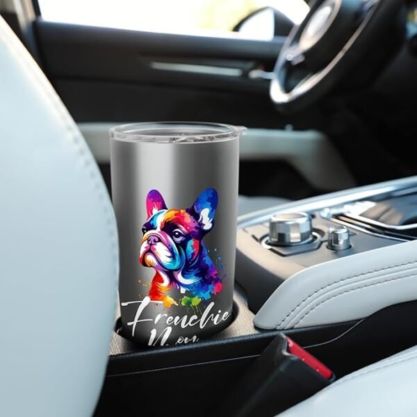 ⁦Colorful French Bulldog Mom Dog Art in Watercolor Style Stainless Steel Insulated Tumbler⁩ – תמונה ⁦3⁩