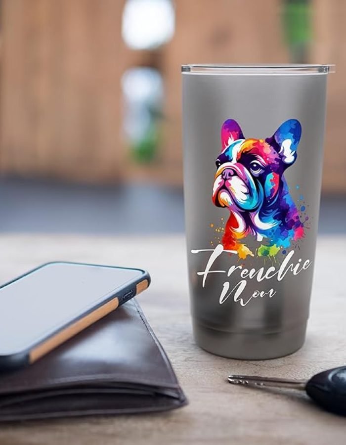 Colorful French Bulldog Mom Dog Art in Watercolor Style Stainless Steel Insulated Tumbler